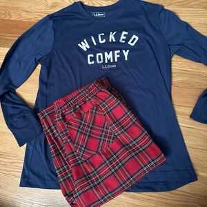L.L. Bean Kids Pajama Set - Blue and Red Plaid ADORABLE